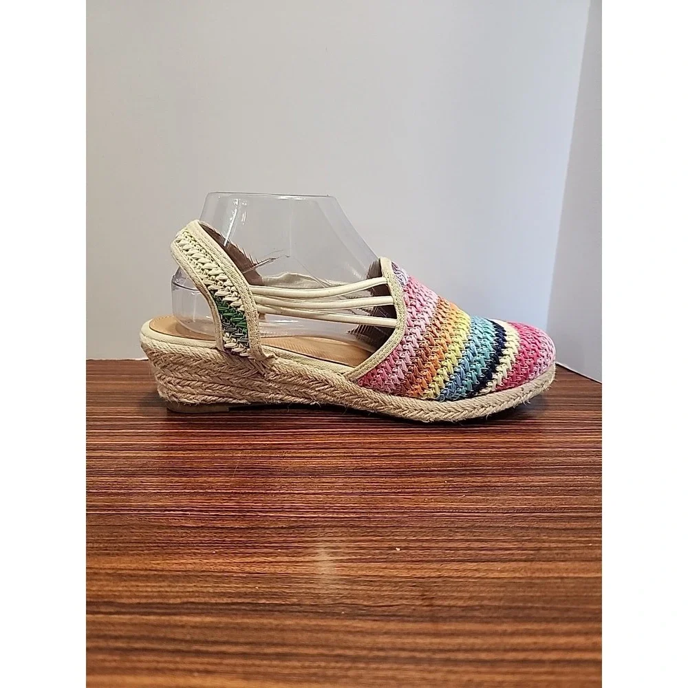 ComfortView‎ Espadrilles Sz 9WW Clea Espadrille Synthetic Jute Rainbow Shoes